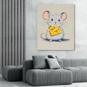 Cheesy Mouse - Large Canvas Print