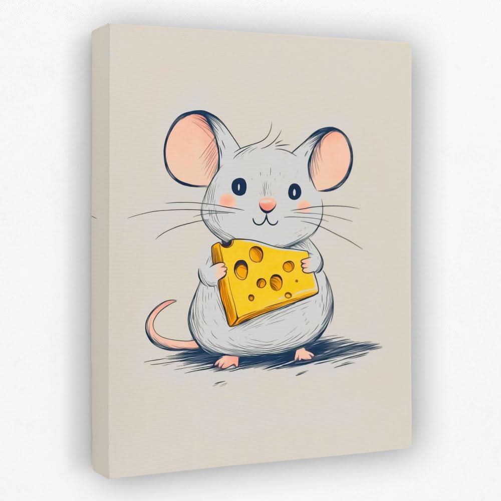 Cheesy Mouse - Baby Animal Canvas Wall Art