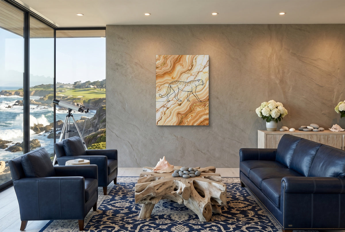 Cheetah Golden Marble — cheetah golden marble living room with ocean view 1port flush print
