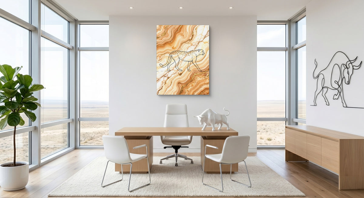 Cheetah Golden Marble — cheetah golden marble office space with furniture 1port flush print