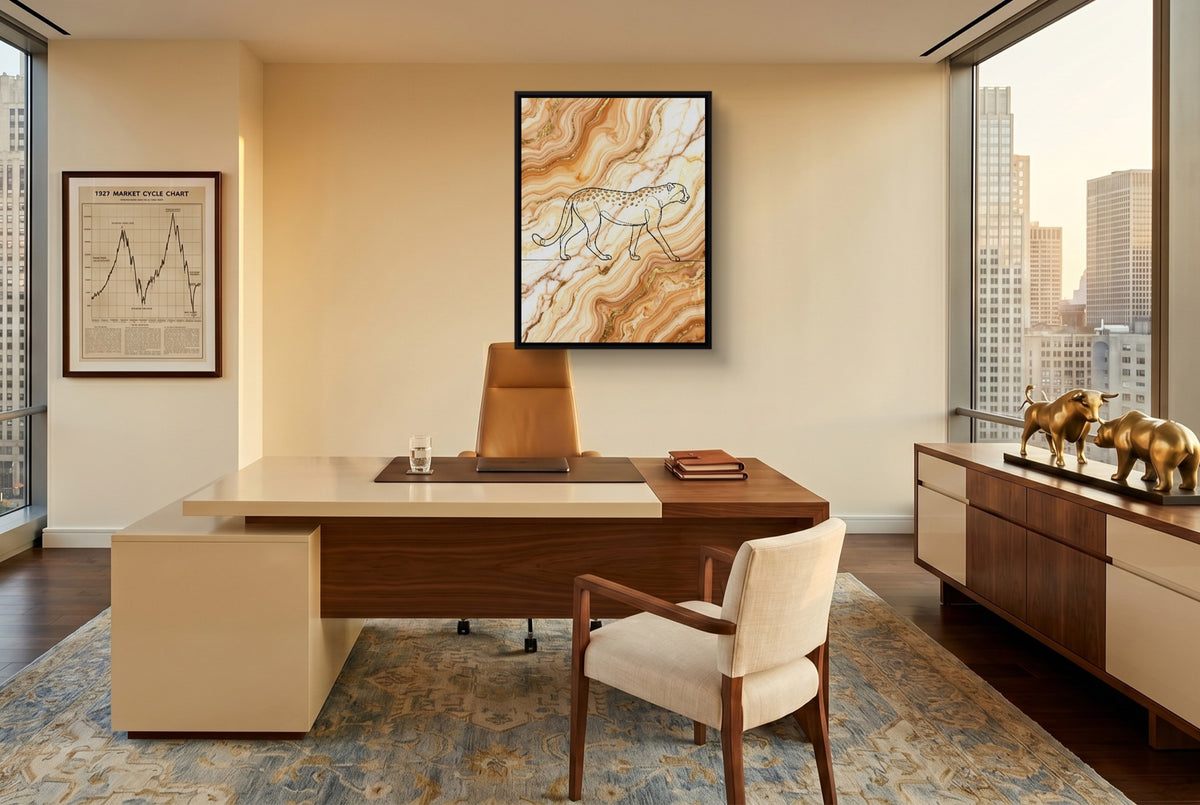 Cheetah Golden Marble — cheetah golden marble office with desk and chair 2 1port framed black
