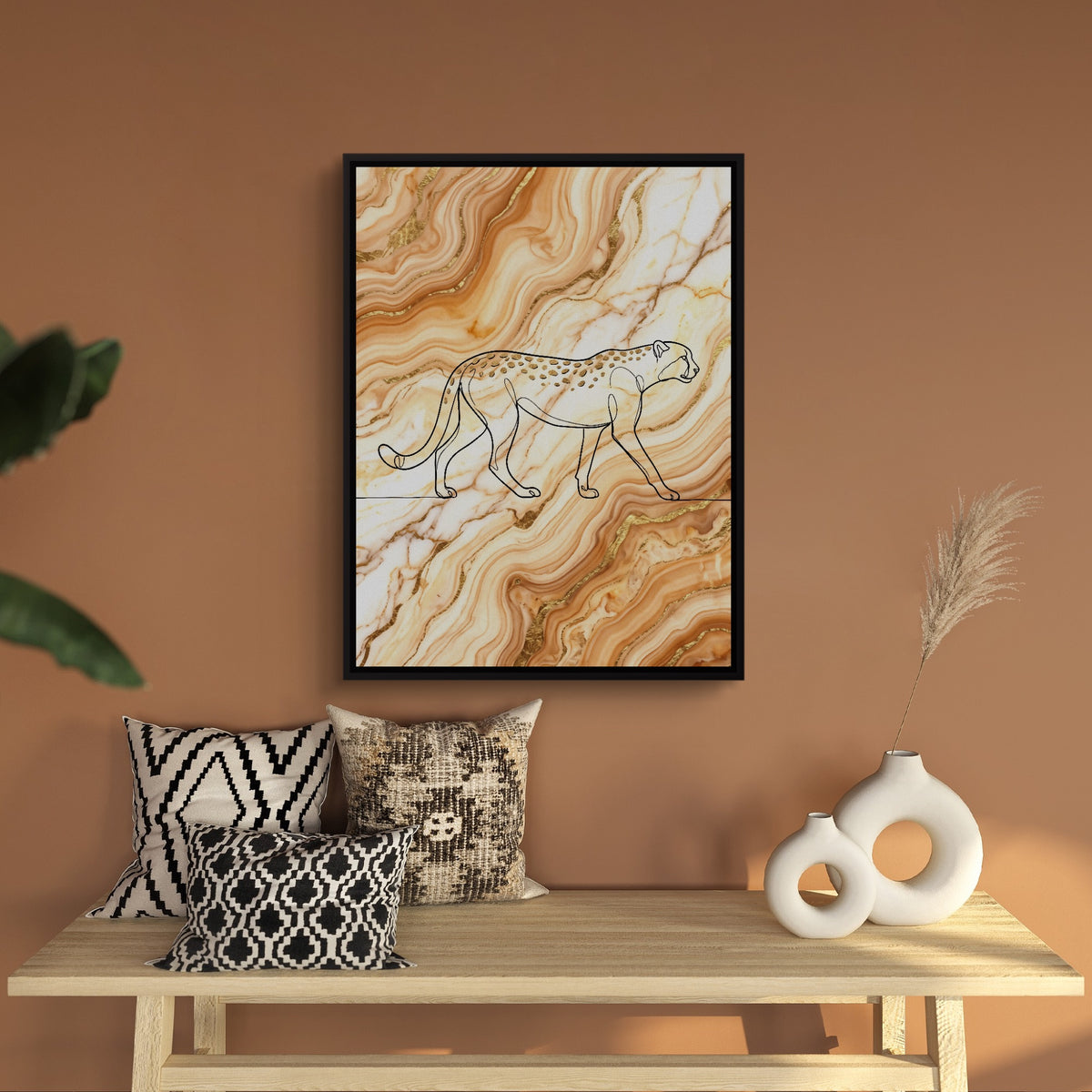 Cheetah Golden Marble — cheetah golden marble sq bench wall 1port framed black