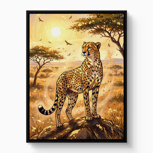 Cheetah Golden Sunrise — cheetah golden sunrise white studio framed black
