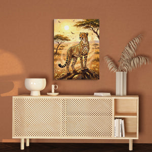 Cheetah Golden Sunrise — cheetah golden sunrise sq brown wall 1port flush print