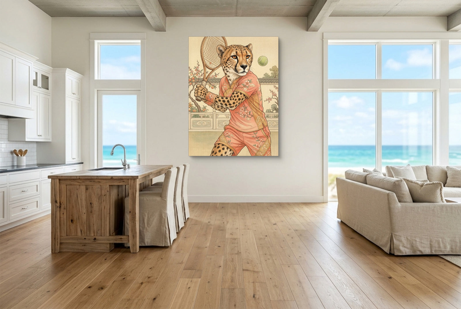 Cheetah's Court Serve — cheetah's court serve white studio framed black