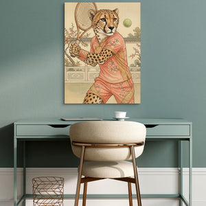 Cheetah's Court Serve — cheetah's court serve sq green desk 1port flush print