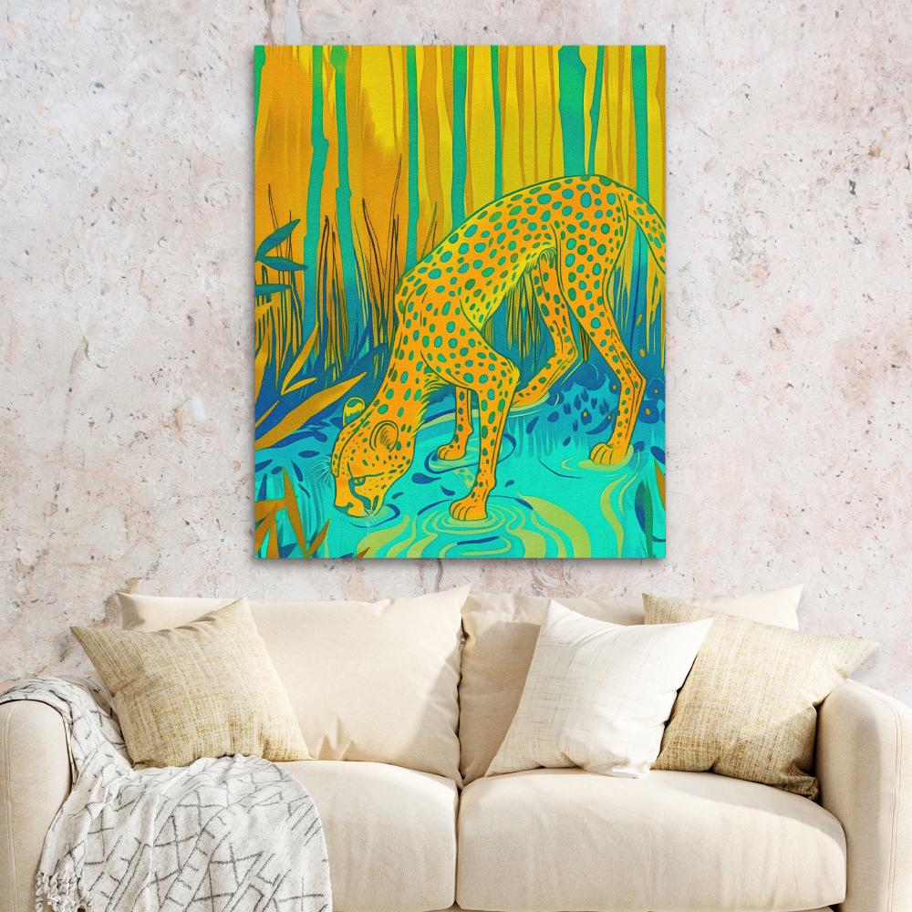 Cheetah Waterhole - Luxury Wall Art