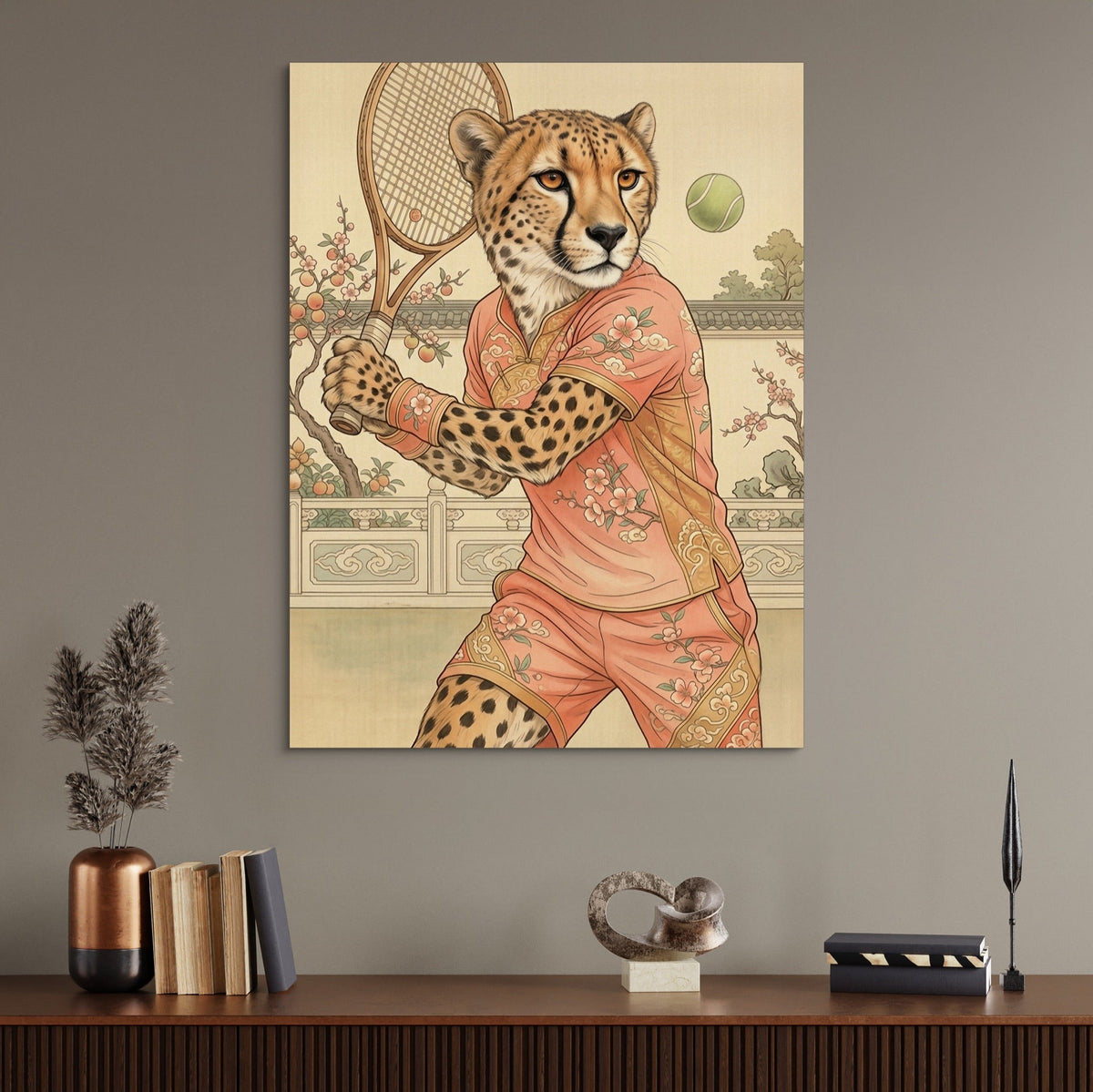 Cheetah's Court Serve - Luxury Wall Art