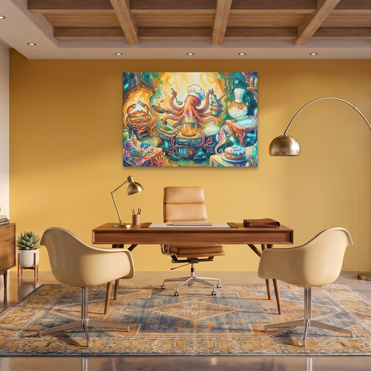 Chef Octopus Cooking - Luxury Wall Art
