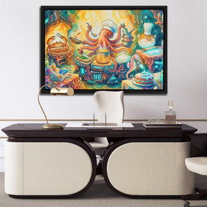 Chef Octopus Cooking - Luxury Wall Art