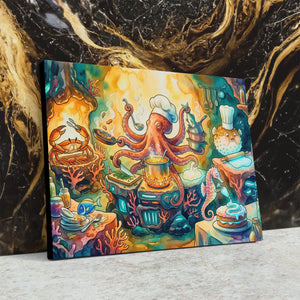 Chef Octopus Cooking - Luxury Wall Art