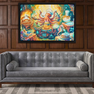 Chef Octopus Cooking - Luxury Wall Art