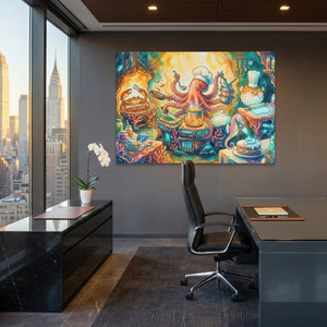 Chef Octopus Cooking - Luxury Wall Art