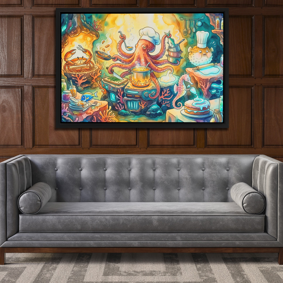 Chef Octopus Cooking — Chef Octopus Cooking Luxury Wood Walls 173