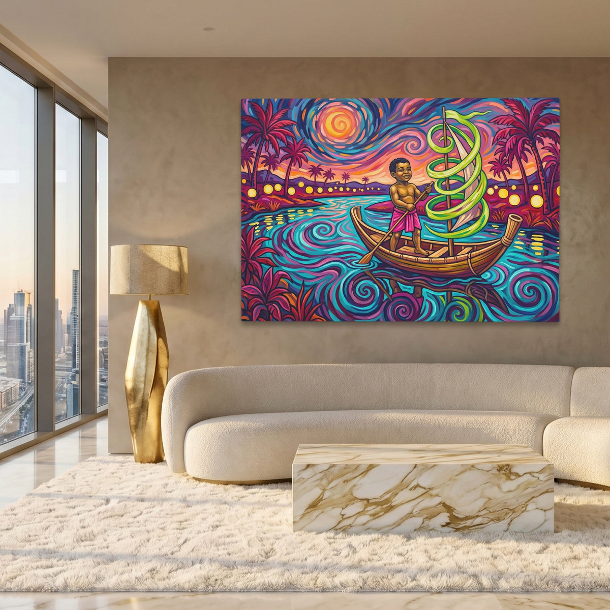 Child Starry Voyage canvas wall art, room view