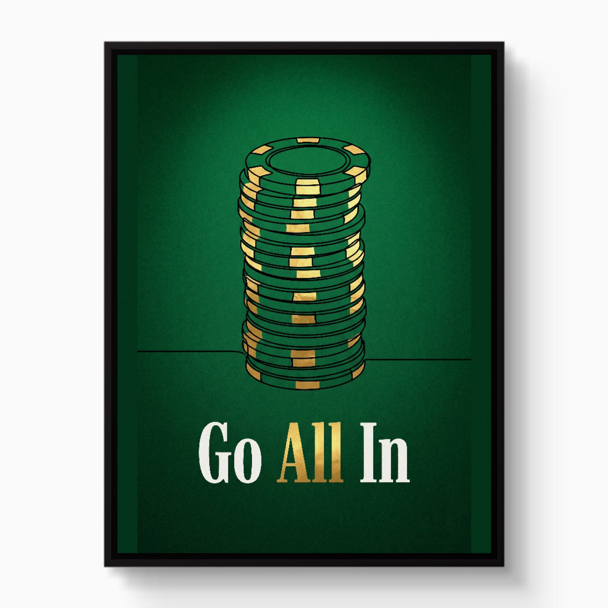 Chips Go All-In — chips go all in white studio framed black