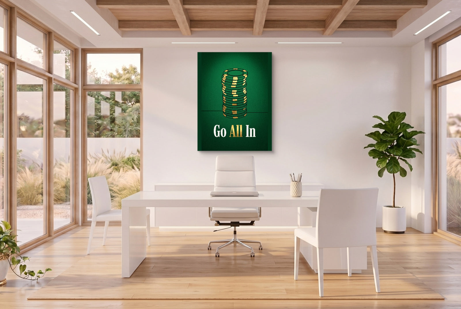 Chips Go All-In — chips go all in white studio framed black