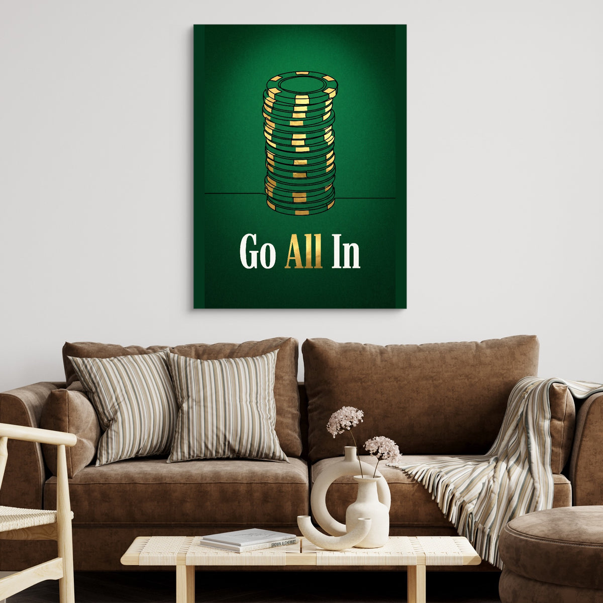 Chips Go All-In — chips go all in sq brown couch 1port flush print