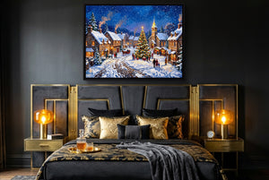 Christmas Village Snowfall — christmas village snowfall bedroom with window 2 1land framed black