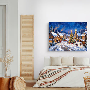 Christmas Village Snowfall — christmas village snowfall sq land nice bedroom 1land flush print