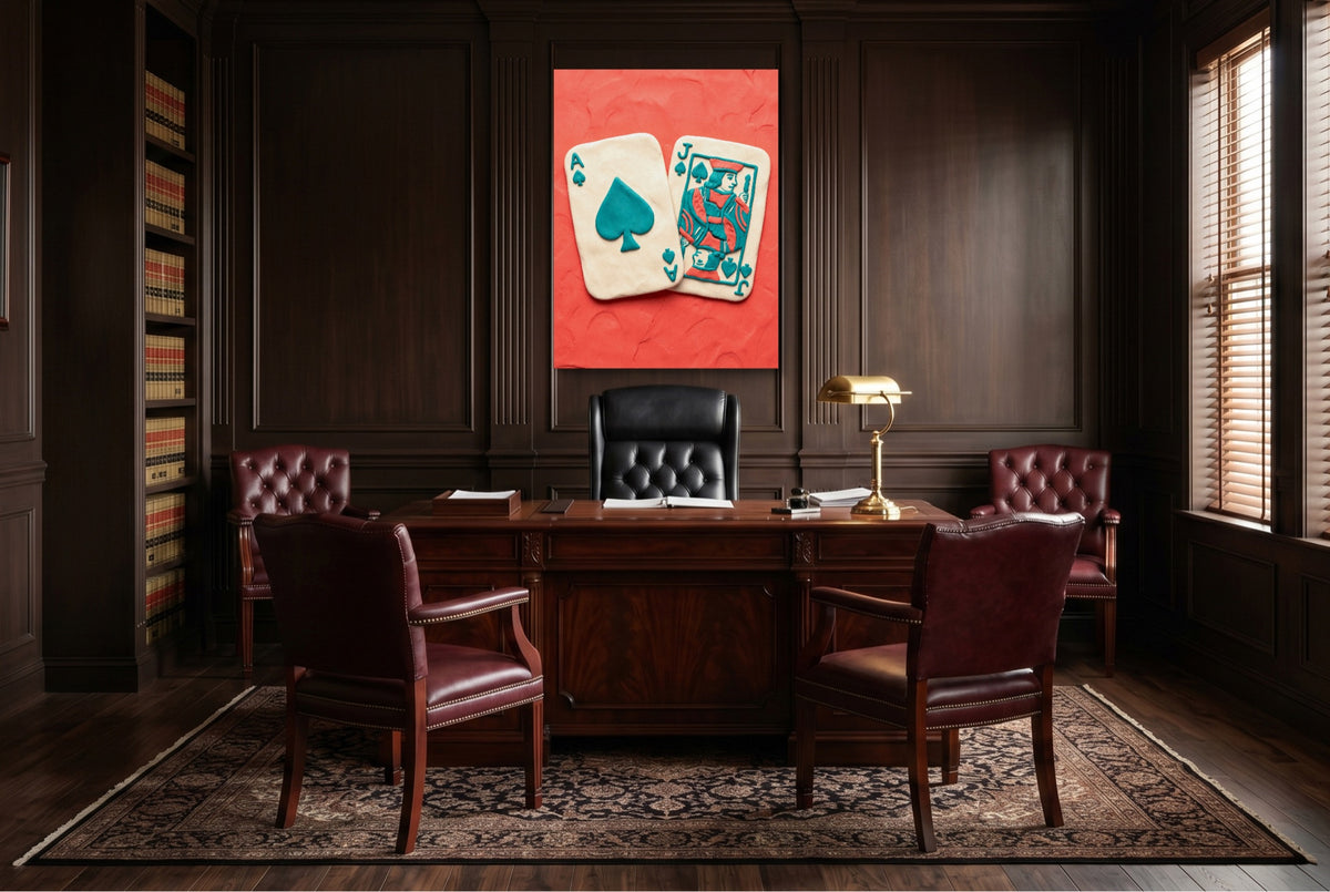 Clay Cards Spades — clay cards spades wooden office with desk 1port flush print