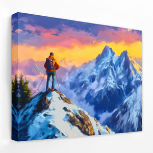 Climber on the Summit - Luxury Wall Art