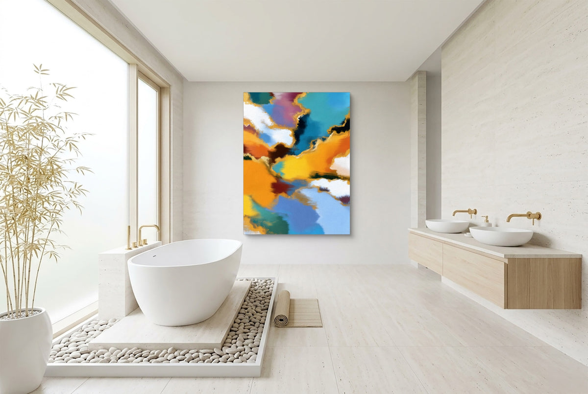 Clouds Color Surge — clouds color surge bathroom interior with tub 1port flush print
