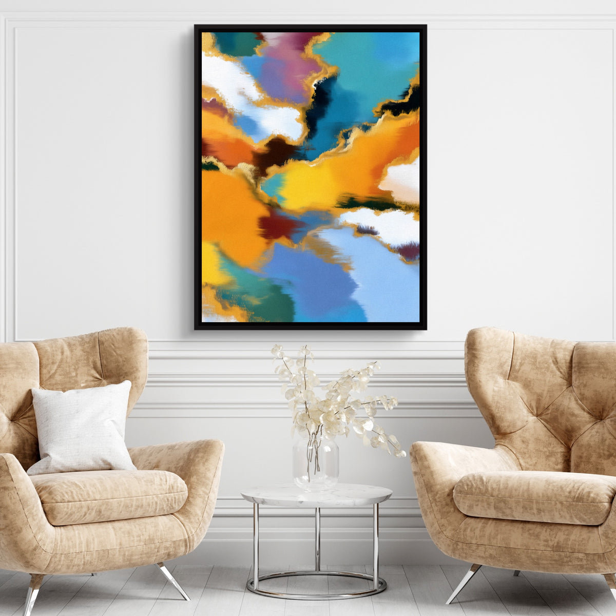 Clouds Color Surge — clouds color surge sq brown chairs 1port framed black