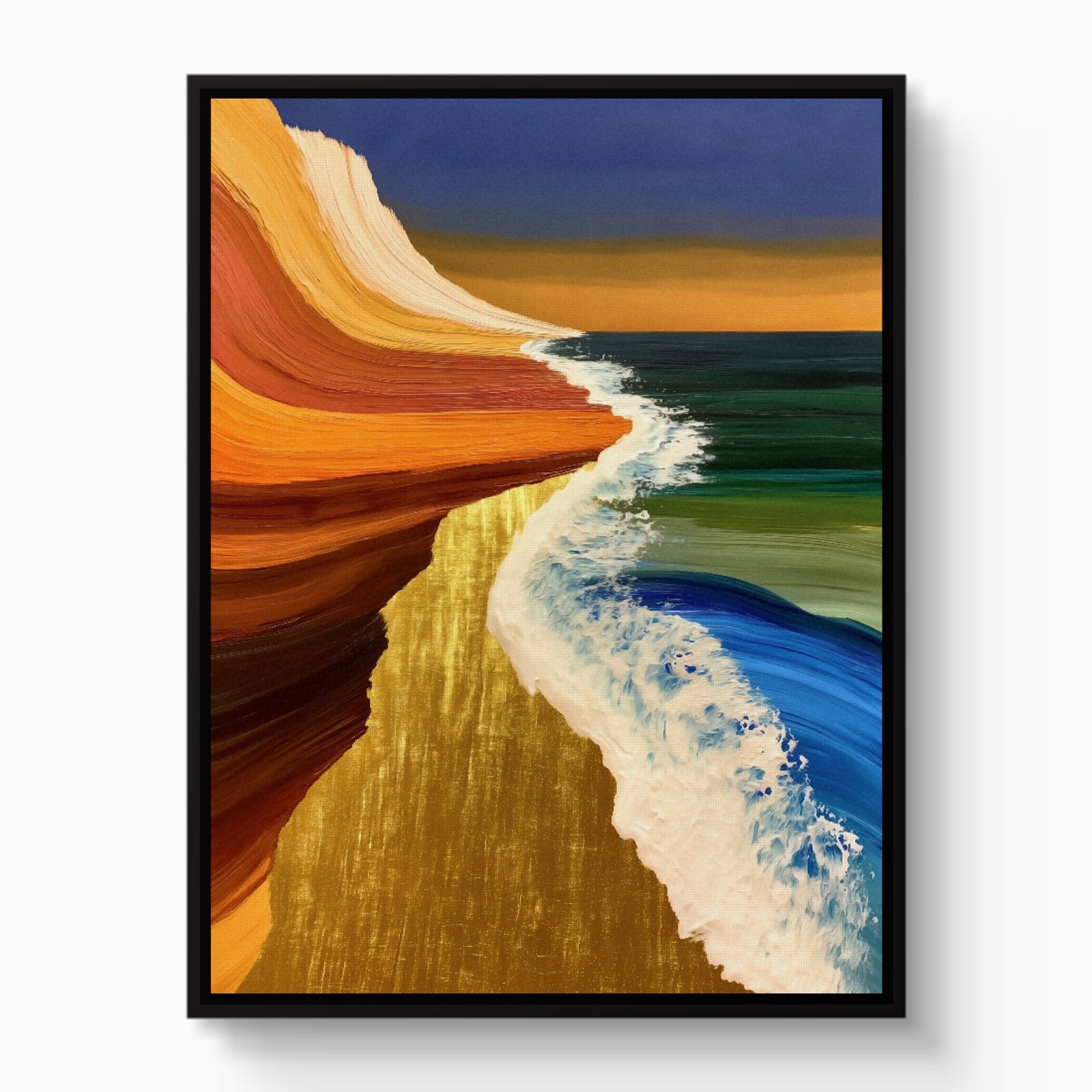 Coastal Brushstroke Flow — coastal brushstroke flow white studio framed black