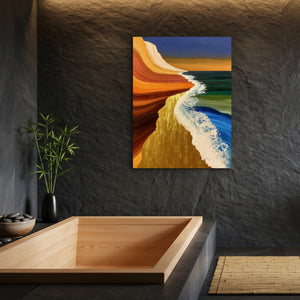 Coastal Brushstroke Flow — coastal brushstroke flow sq bamboo bathroom 1port flush print