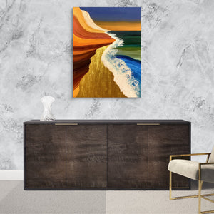 Coastal Brushstroke Flow — coastal brushstroke flow sq luxurious room granite wall 1port flush print