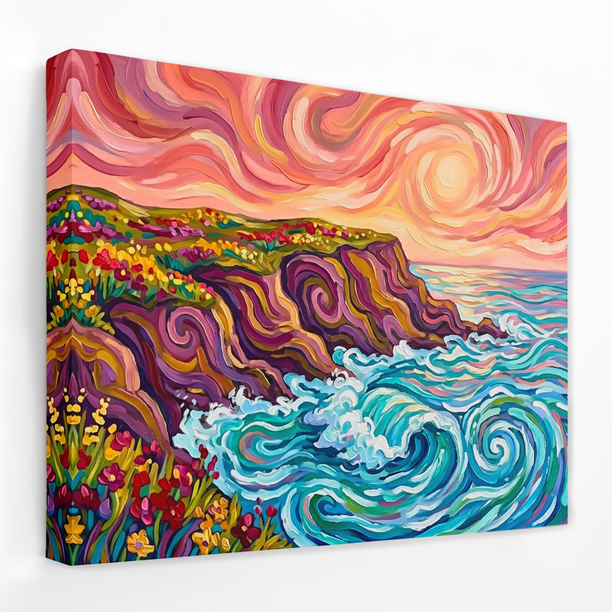Coastal Cliffs Swirling — Coastal Cliffs Swirling Landscape   Side View   Mirror Wrap 174