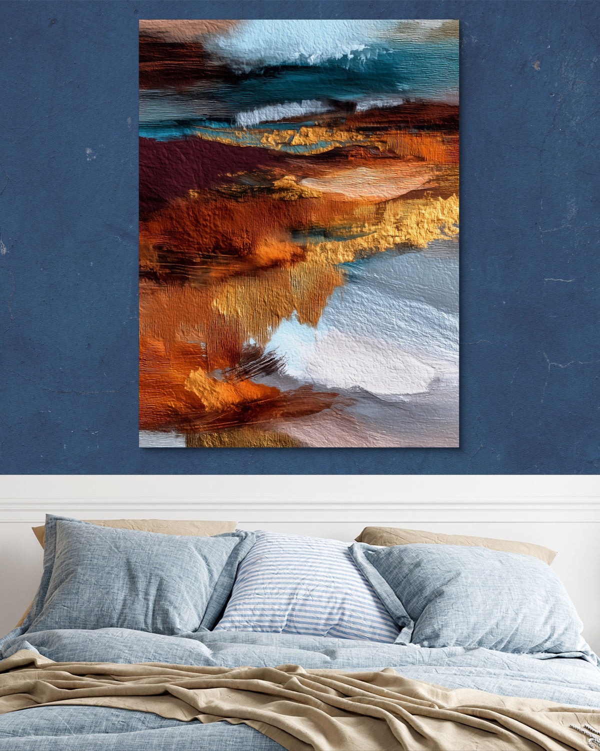 Coastal Tides Ink Wash — coastal tides ink wash psd navy blue bedroom 1port flush print