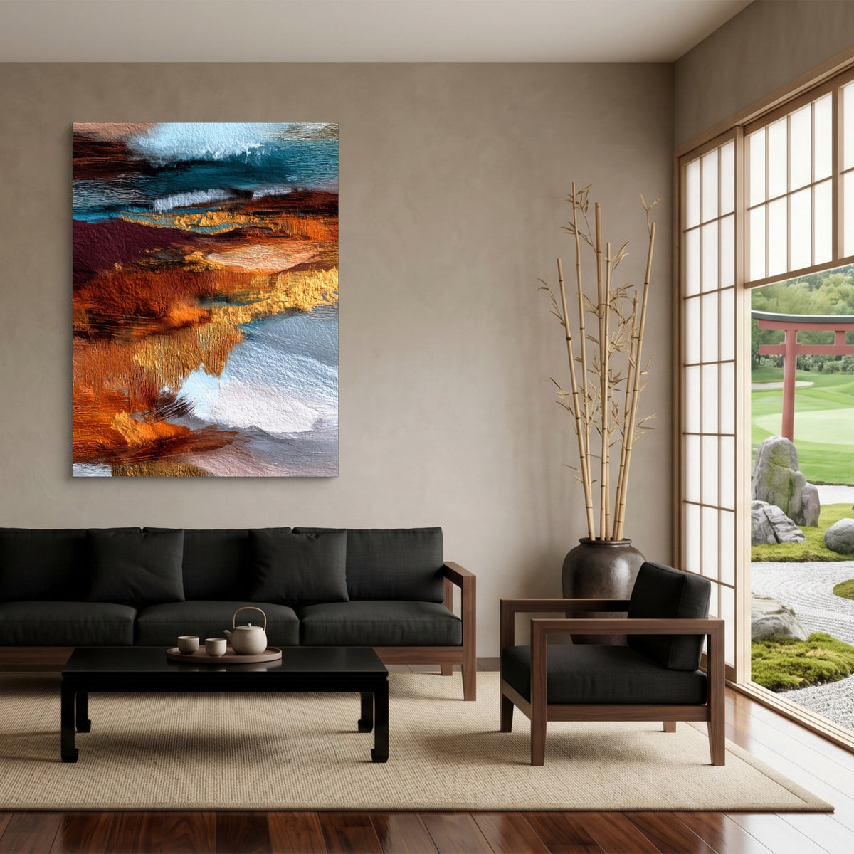 Coastal Tides Ink Wash — coastal tides ink wash sq japanese garden 1port flush print