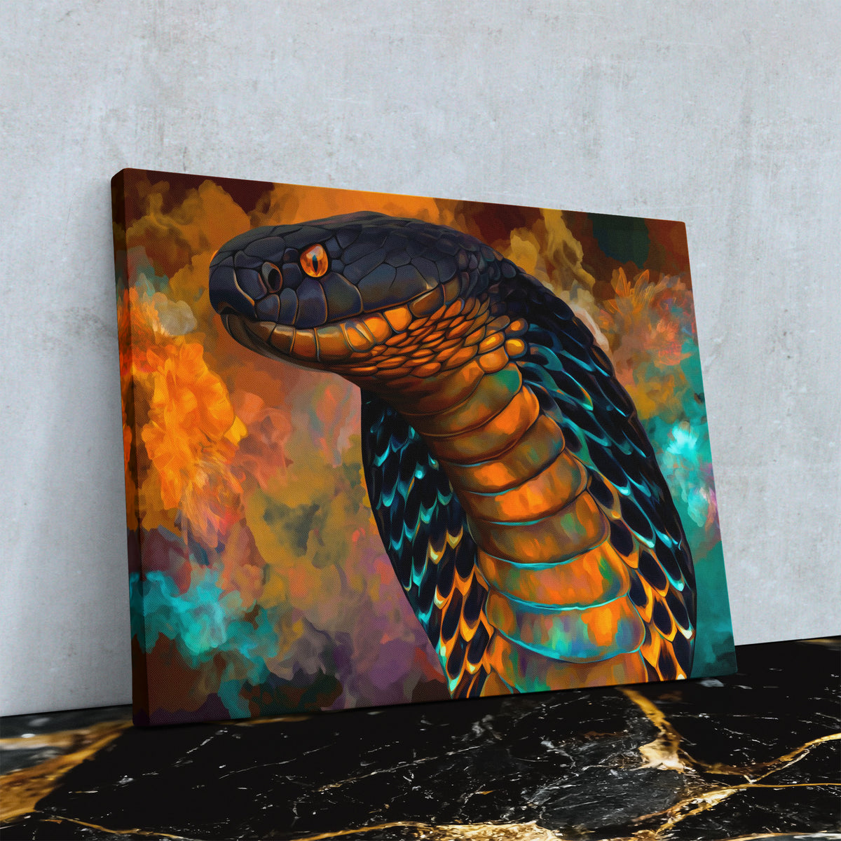 Cobras Teal Fire - Luxury Wall Art