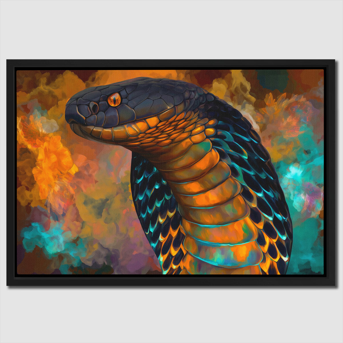Cobras Teal Fire - Luxury Wall Art