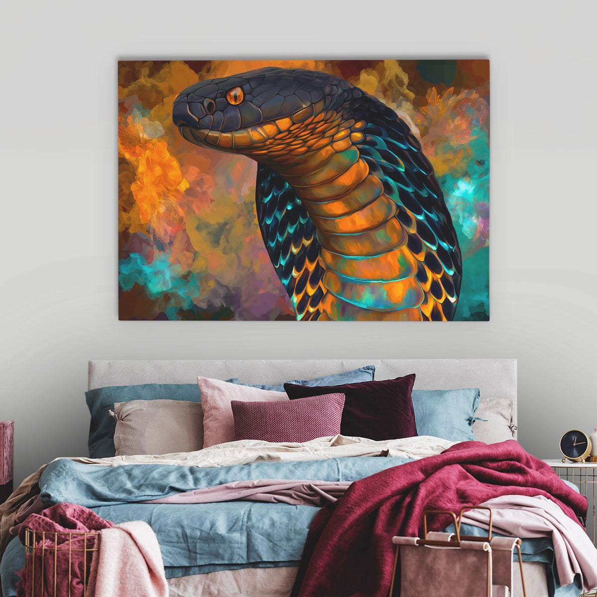 Cobras Teal Fire - Luxury Wall Art