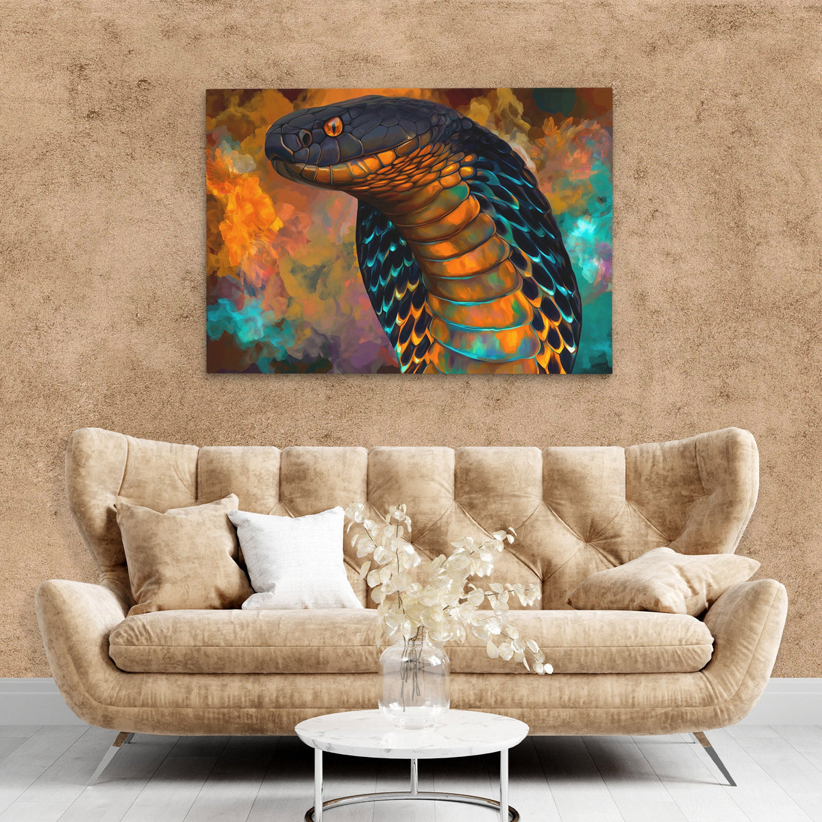 Cobras Teal Fire - Luxury Wall Art