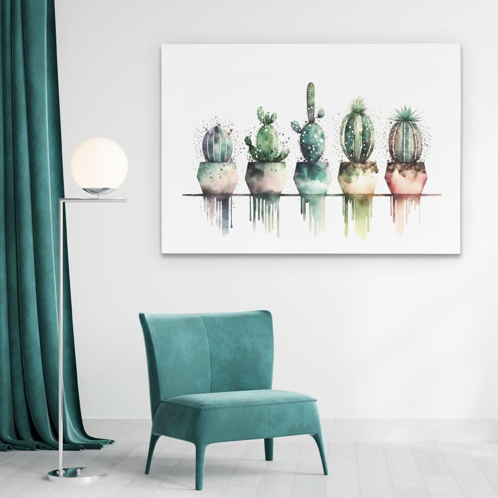 Colored Spots Cactus - Framed Art Print