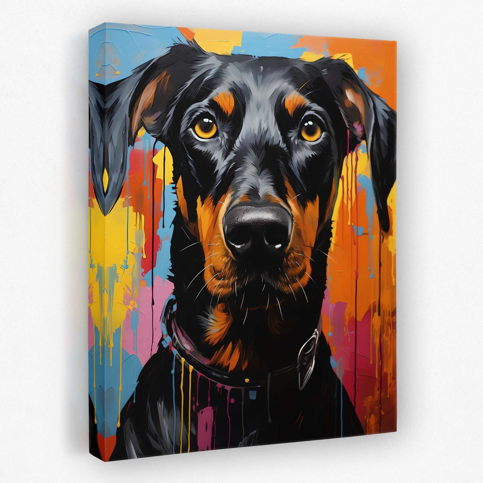Colorful Doberman - Animals Canvas Wall Art