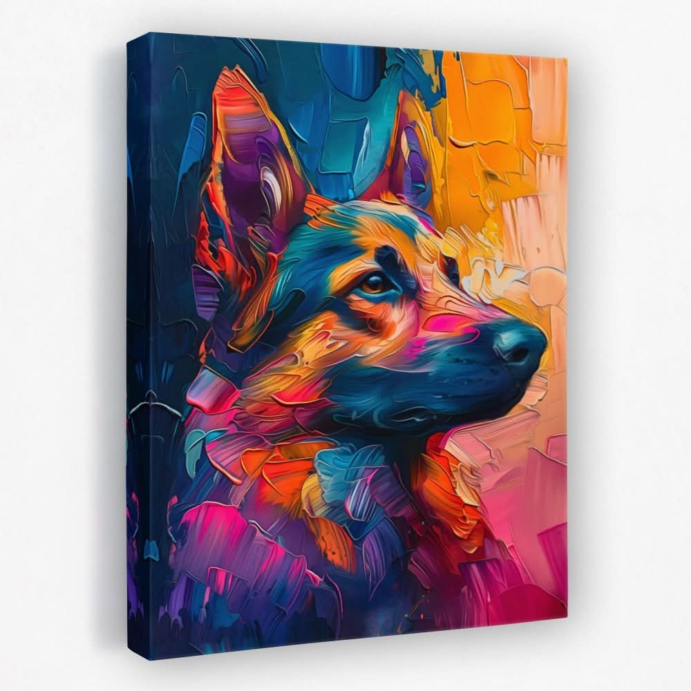 Colorful German Shepherd - Animals Canvas Wall Art