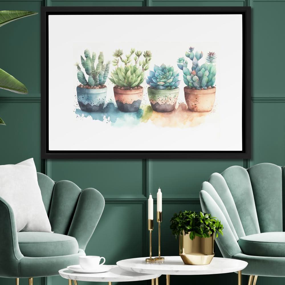 succulent canvas print Colorful Succulents Watercolor Print 30x24 / Canvas Wrap ― 1.25" (No Frame)