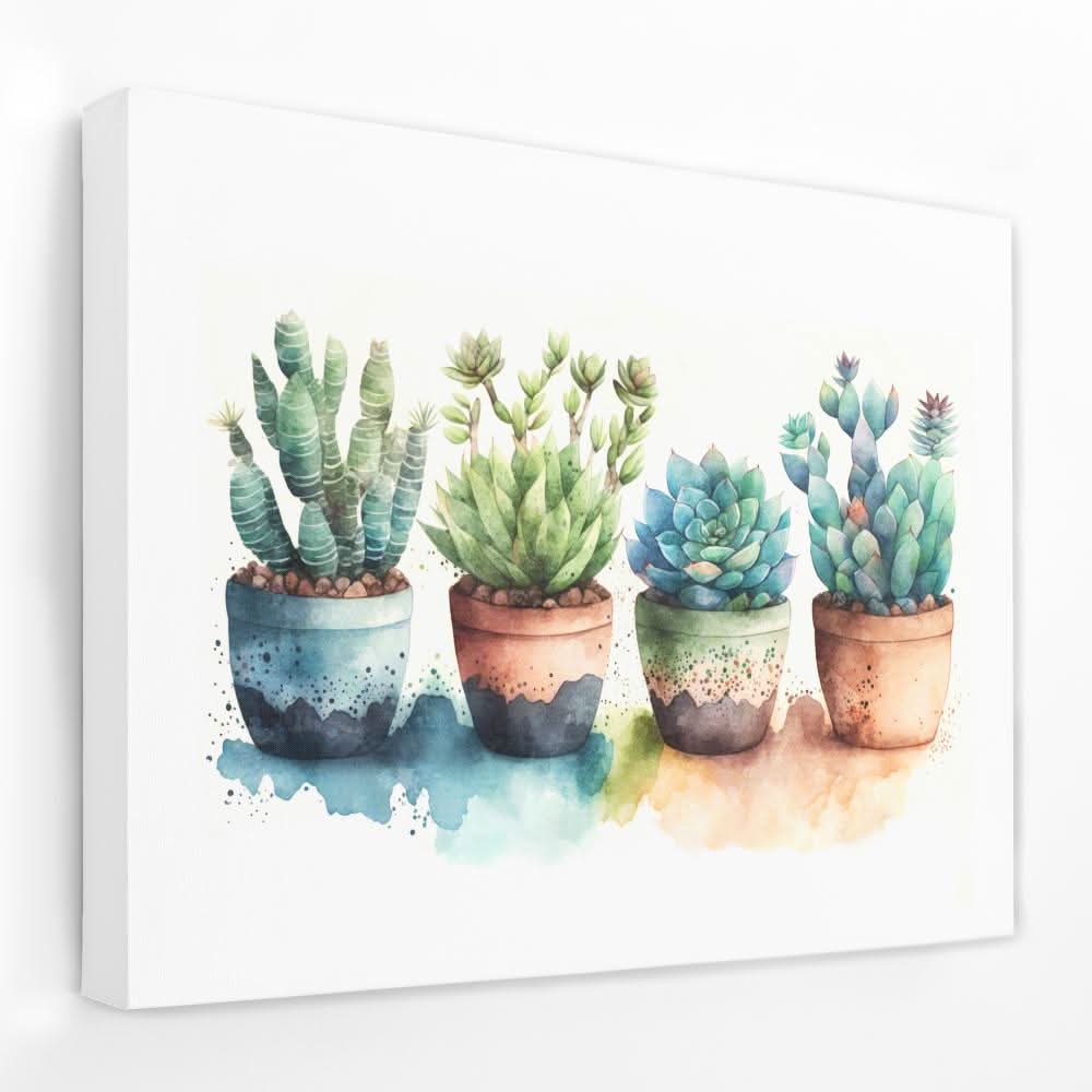 Colorful Succulents - Botanical Canvas Wall Art