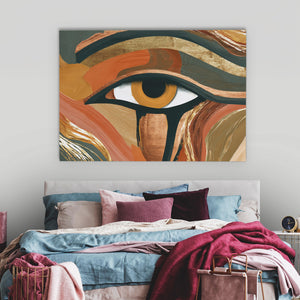 Copper Eye Awakening - Abstract Wall Art in Black Frame