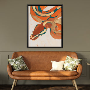 Copper Serpent Dreams - Reptile Wall Art in Black Frame