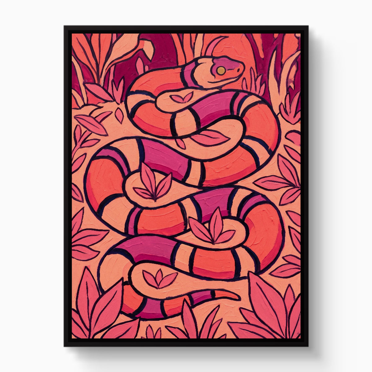 Coral Snake Swirl — coral snake swirl white studio framed black