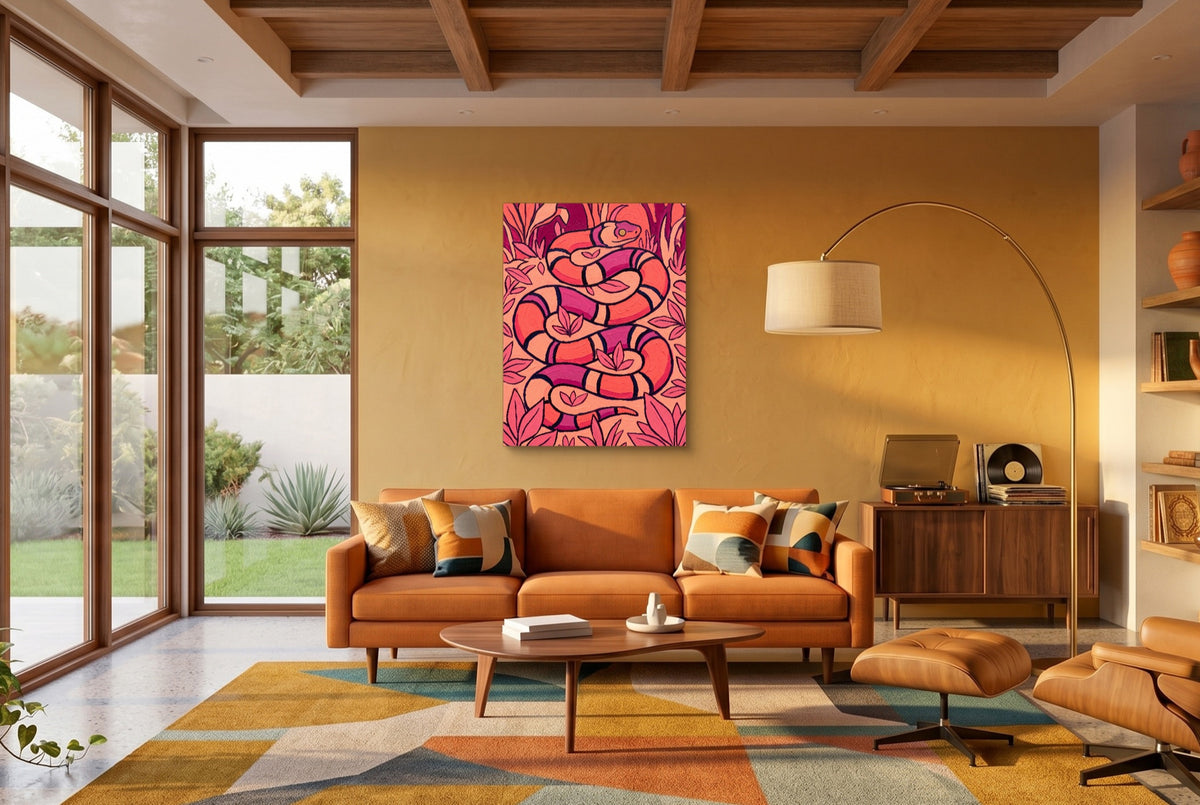 Coral Snake Swirl — coral snake swirl living room interior space 1port flush print
