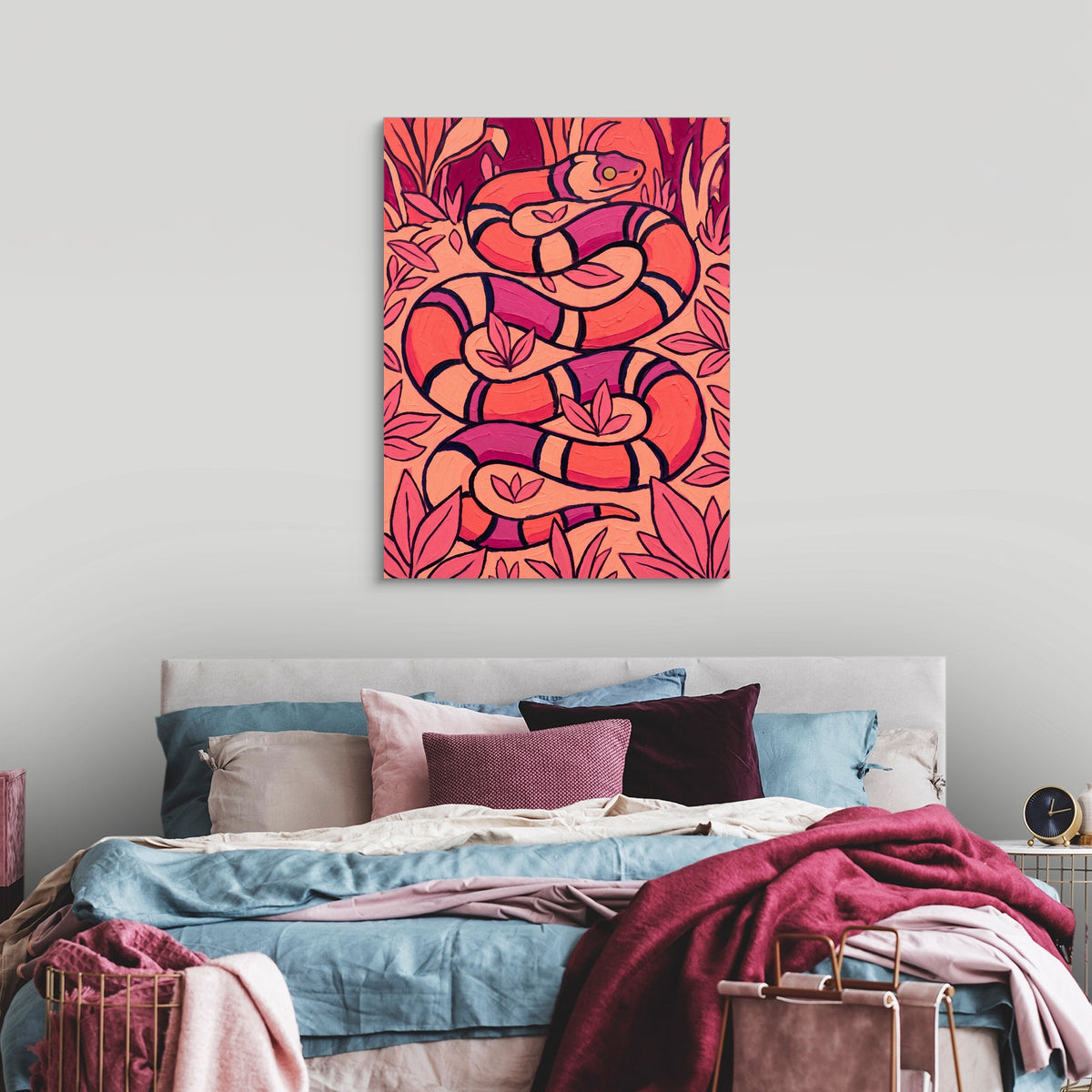 Coral Snake Swirl — coral snake swirl sq luxury bedroom 1port flush print