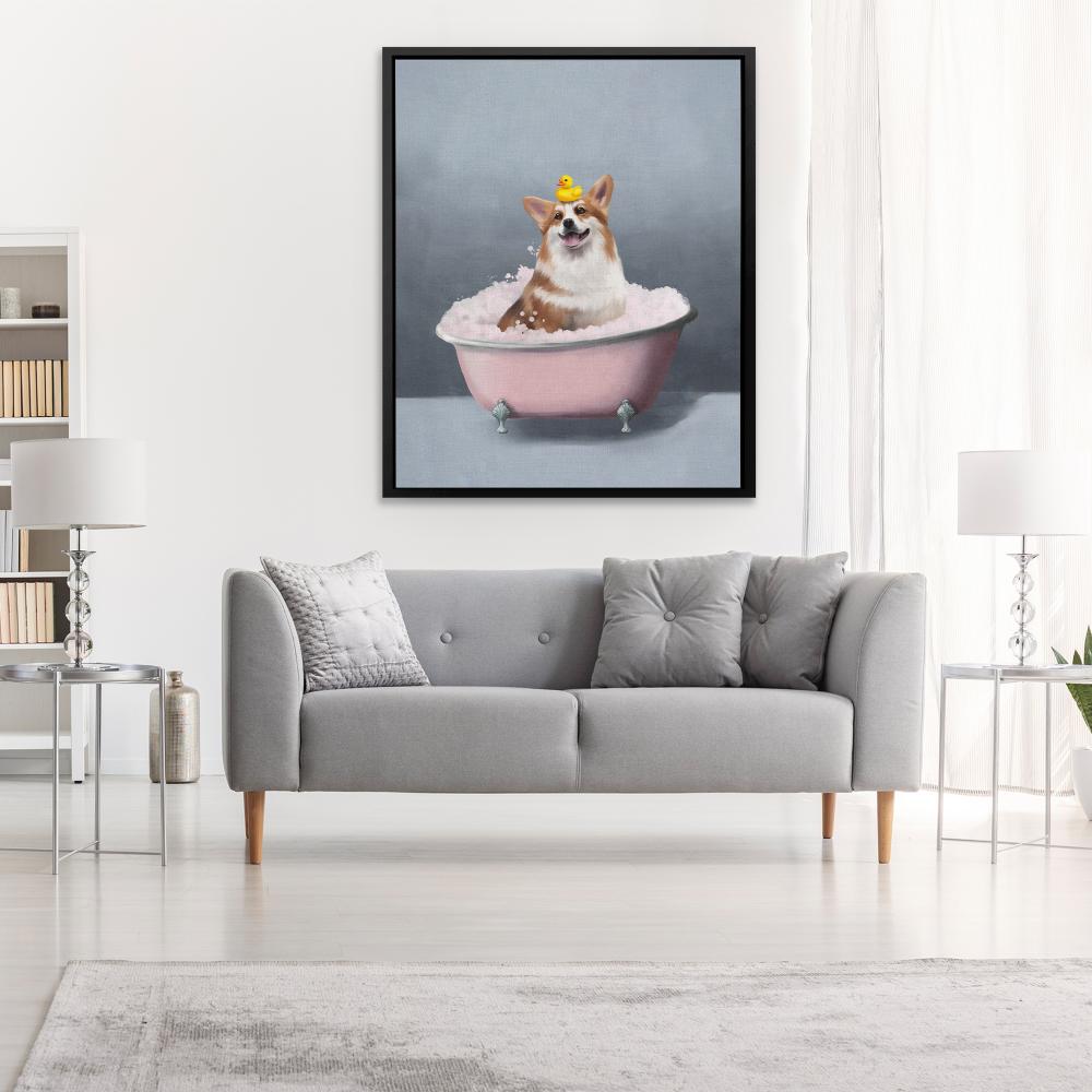 Corgi In The Bath - Luxury Wall Art