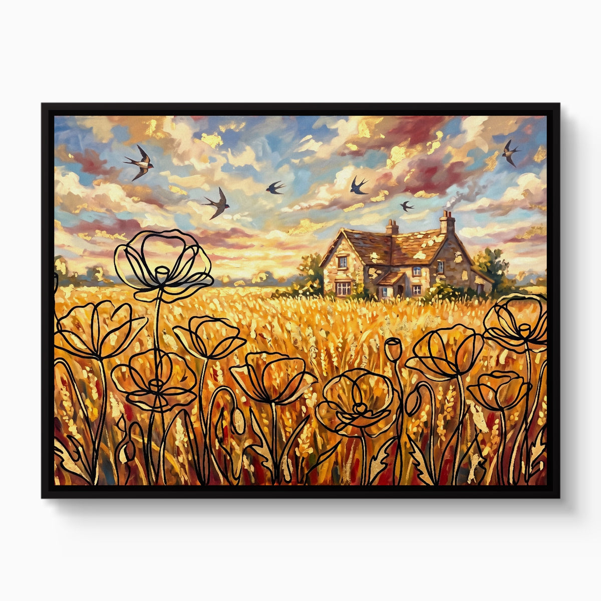 Cornfield Poppies — cornfield poppies white studio framed black
